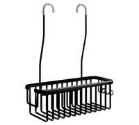 Trayneel Scaffale da doccia in alluminio senza foratura, da appendere alla parete, per shampoo, balsamo, bagnoschiuma, salvaspazio, organizer da bagno con ganci antigraffio in PVC, argento (nero)