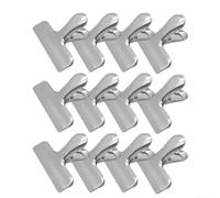 Trayneel Set di clip per sacchetti di alimenti in acciaio inossidabile, clip in metallo con molla resistente per conservare snack, pane, caffè e cereali, confezione da 8 o 12 pezzi, argento (12 pezzi)