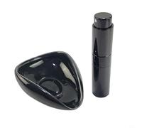 Trayneel Vassoio dosatore per caffè con kit spray per riduzione statica, piastra di pesatura per fagioli in ceramica, 8 x 3,5 x 10 cm, nero o bianco (vassoio nero+flacone spray)