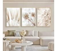 Trayosin Set di 3 poster moderni bohémien, con erba della pampa, decorazione da parete, per soggiorno, camera da letto, beige, arte senza cornice, stampa artistica (D, 30 x 40 cm)