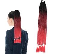 Traziewell Extension per capelli ricci a coda di cavallo, capelli lunghi ombré neri e rossi sintetici, per cosplay, per donne e ragazze, 2913