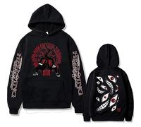 Trconk Anime Hellsing Ultimate Stampato Grafica Felpe con Cappuccio Moda Vintage Sovradimensionato Pullover Felpa Casual Neutro Manica Lunga Top Abbigliamento di Strada-Black||XXS