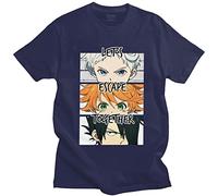 Trconk Anime Magliette The Promised Neverland Magliette Manica Corta Uomo Donna Cotone Casual Sciolto Moda Magliette Manica Corta Top-Black||XXS