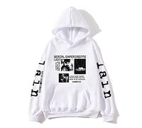 Trconk Felpe con Cappuccio Serial Experiments Lain Felpe con Cappuccio Felpe A Maniche Lunghe Uomo Donna Anime Stampati Pullover Manga Cartone Animato Casual Neutro Felpe Top XXS~3XL-Black||XXS