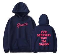 Trconk Gracie Abrams I've Missed You Im Sorry Tour Merch Felpe con Cappuccio Unisex Pocket Drawstring Lunga Manica Felpa Moda Stampato Pullover Felpe con Cappuccio per Uomini Donne XS ~ 4XL-Black||XS