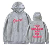 Trconk Gracie Abrams I've Missed You Im Sorry Tour Merch Felpe con Cappuccio Unisex Pocket Drawstring Lunga Manica Felpa Moda Stampato Pullover Felpe con Cappuccio per Uomini Donne XS ~ 4XL-Black||XS