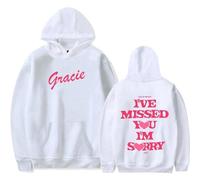 Trconk Gracie Abrams I've Missed You Im Sorry Tour Merch Felpe con Cappuccio Unisex Pocket Drawstring Lunga Manica Felpa Moda Stampato Pullover Felpe con Cappuccio per Uomini Donne XS ~ 4XL-Black||XS