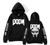 Trconk Hip Hop Rapper MF Doom Stampato Pullover Felpe con Cappuccio Neutro Casual Sciolti Harajuku Felpa Confortevole Manica Lunga Top-Black||XXS