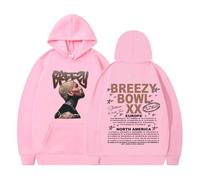 Trconk Rapper Chris Brown Breezy Bowl XX Tour Felpe con Cappuccio Unisex Stampato Maniche Lunghe Hoodies Casual Oversized Pullover Felpe Streetwear per Uomini Donne XS~4XL-Pink||m