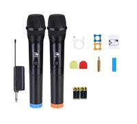 TRDEWR Doppio Microfono Dinamico Wireless for Karaoke VHF Sala Professionale for Cantare Portatile for Spettacoli di Feste Home Speech Church PA Compatibilità Universale(Two in One)