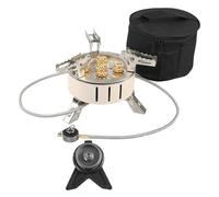 TRDEWR Fornello da Campeggio Bruciatore da Campeggio Pieghevole 11000 W Forno A Gas Portatile A 5 Core Fornello A Ad Alta Potenza for Attrezzature Picnic Viaggio Piccolo E Portatile(White-Adapter)