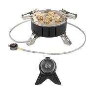 TRDEWR Fornello da Campeggio Bruciatore da Campeggio Pieghevole 11000 W Forno A Gas Portatile A 5 Core Fornello A Ad Alta Potenza for Attrezzature Picnic Viaggio Piccolo E Portatile(Black-Adapter)