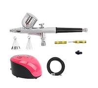 TRDEWR Kit compressore aerografo a Doppia Azione con Pistola a spruzzo for Vernice for Nail Art Make Up Pittura Ampia Applicazione(Red A1 Set)