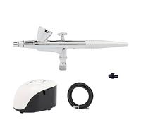 TRDEWR Kit compressore aerografo a Doppia Azione con Pistola a spruzzo for Vernice for Nail Art Make Up Pittura Ampia Applicazione(White D Set)