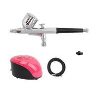 TRDEWR Kit compressore aerografo a Doppia Azione con Pistola a spruzzo for Vernice for Nail Art Make Up Pittura Ampia Applicazione(Red A Set)