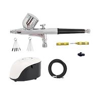 TRDEWR Kit compressore aerografo a Doppia Azione con Pistola a spruzzo for Vernice for Nail Art Make Up Pittura Ampia Applicazione(White B1 Set)