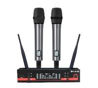 TRDEWR Microfonico Wireless Doppio Microfono Portatile UHF A 2 Canali for Performance dal Vivo di Karaoke sul Palco Compatibilità Universale