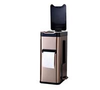 TRDEWR Pattumiera In Acciaio Inossidabile, Secchio For Pannolini, Mini Rettangolare For Interni, For Cucina, Camera Da Letto, Scopino For WC Con Carta Velina Resistente Alle Intemperie(Golden)