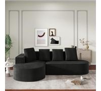 Trdlpyn 265cm Divano Componibile Modulare con Chaise Longue a L, Divano Cloud con Seduta Profonda, Divani a Compressione in Spugna per Soggiorno e Camera da letto, Non Richiede Montaggio, Nero