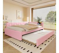 Trdlpyn Divano Letto 140 * 200cm con letto Estraibile, Letto Matrimoniale con Lampada da Comodino e Porta USB e Tipo C, Rete a doghe, Pile Sintetico (Senza materasso) Rosa