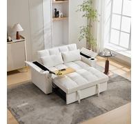 Trdlpyn Divano Letto con Porta USB e Type-C, Tavolino Laterale, Bracciolo Portaoggetti, Divano a 2 Posti con Schienale Regolabili, Allungabile divano Lounge Beige 140,5 x 74 x 82 cm