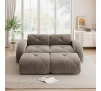 Trdlpyn Divano Modulare con 2 sgabelli, Divano Componibile a 2 posti in Velluto Chenille, Poltrona a L, Base Antiscivolo, Non necessita di Montaggio(Marrone) Divano senza ossa completamente compresso