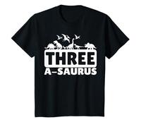 Tre A-Saurus 3 Anni Dinosauro 3 ° Compleanno Ragazzo Ragazza Maglietta