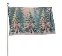 Tre alberi di Natale alti con fiocchi rosa bandiera 0,9 x 1,5 m bandiere da giardino all'aperto banner decorazione per cortile portico prato fattoria