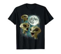 Tre Alien Moon | 3 Alien Divertente Strano Cursed Meme Maglietta