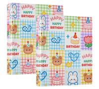 Tre anelli 2 raccoglitori da 2,5 cm e mezzo pollice con tasche 1/2 confezioni di materiale scolastico raccoglitore con copertina rigida - Buon compleanno carino plaid