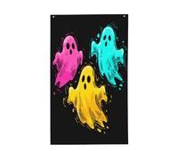 Tre bandiere colorate fantasmi per la casa del cortile, 0,9 x 1,5 m, striscione di auguri con occhielli per interni ed esterni, decorazioni per la casa