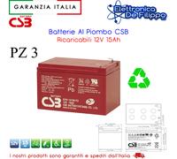 Tre Batterie Al Piombo CSB Ricaricabili 12V 15Ah