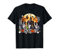 Tre Border Collie di Halloween Come Horror Strega Mummia Zombie Maglietta