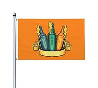 Tre Bottiglie Di Birra Con Striscioni Divertente Bandiere Da Giardino Con 2 Occhielli Garden Flag Decorazione Per All'Aperto Esterni Interni 90X150Cm