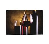 Tre bottiglie di vino e bicchiere sopra lo striscione decorazione per feste sfondo bandiera festa di compleanno fotografia sfondo decorazione banner e segni decorazione da parete banner forniture per