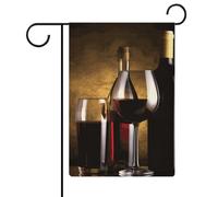 Tre bottiglie di vino e vetro sopra bandiere da giardino 30,5 x 45,7 cm bandiera esterna a doppia faccia bandiera estiva da cortile floreale bandiere da giardino di benvenuto stagionali decorazioni