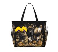 Tre Bulldog francesi Borse da spiaggia per donna Grande borsa da spiaggia impermeabile e anti-sabbia Borsa leggera da cabina per palestra, viaggi e vacanze