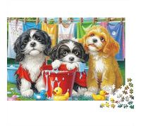 Tre Cani Puzzle 1000 Pezzi Puzzle per Adulti Scena di Lavaggio Gioco di Puzzle 1000 Pezzi Relax Decorazione Casa 70x50cm/1000pcs
