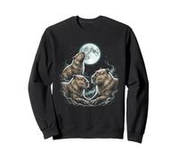 Tre Capibara Luna Ululante Notte Selvaggia Felpa