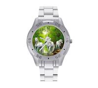 Tre cavalli bianchi Foreste verdi orologio da uomo orologio da polso in acciaio inossidabile moda orologi da polso personalizzati facili da leggere orologi per le donne