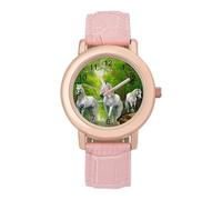 Tre cavalli bianchi Foreste verdi orologio personalizzato moda cinturino morbido orologi da polso regali per compleanni San Valentino, Stile:, regular, MHXYZHW