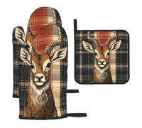 Tre cervi su uno sfondo scuro guanti da cucina colorati resistenti al calore cuscinetti caldi, carino panettiere, regali da cucina per amanti della cucina cuochi mamma