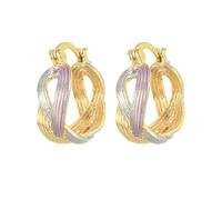 Tre colori doppio anello intrecciato elegante e alla moda con motivo palazzo, colorato, versatile donna, Misura unica, Acciaio inossidabile, Nessuna pietra preziosa