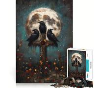 Tre corvi su una croce con la luna - Puzzle da 1000 pezzi per ragazzi - Gioco di logica e pensiero creativo - Semplice e divertente - Taglio preciso - Scegli il desiderio di Babbo Natale 50x75cm