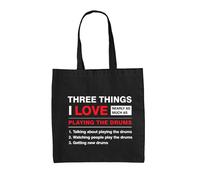 Tre Cose Che Amo Tanto Quanto I Tamburi - Borsa In Tela - Batterista