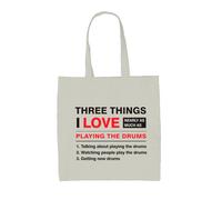 Tre Cose Che Amo Tanto Quanto I Tamburi - Borsa In Tela - Batterista