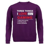 Tre Cose Che Amo Tanto Quanto Il Gioco - Felpa Per Adulti - Gamer Divertente