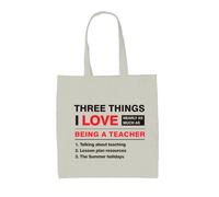 Tre Cose Che Amo Tanto Quanto Insegnare - Borsa In Tela - Regalo Per Insegnanti