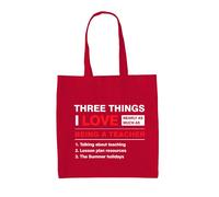 Tre Cose Che Amo Tanto Quanto Insegnare - Borsa In Tela - Regalo Per Insegnanti