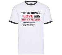 Tre Cose Che Amo Tanto Quanto Insegnare - Ringer Uomo - Regalo Per Insegnanti